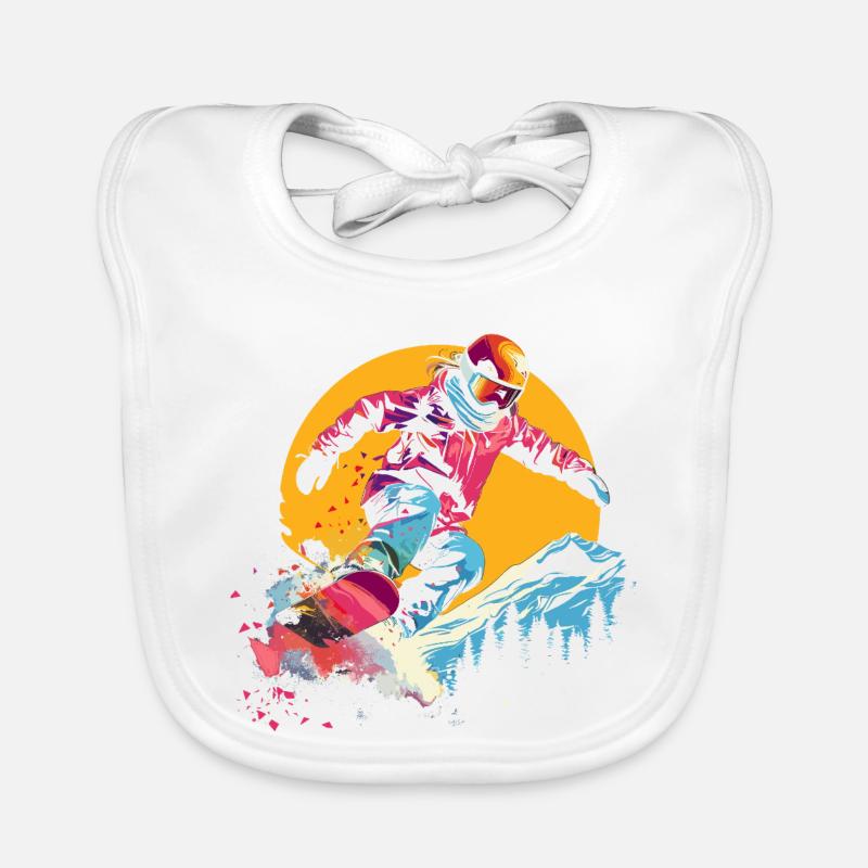 Snowboarder Synthwave Baby Bio-Lätzchen