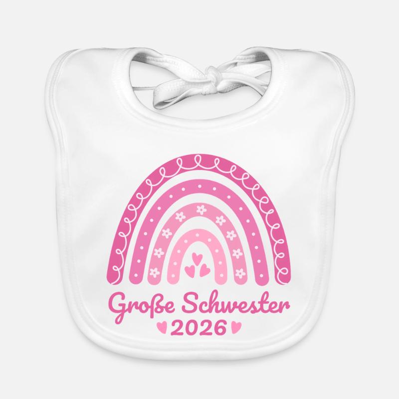 Große Schwester 2026 Regenbogen Baby Bio-Lätzchen