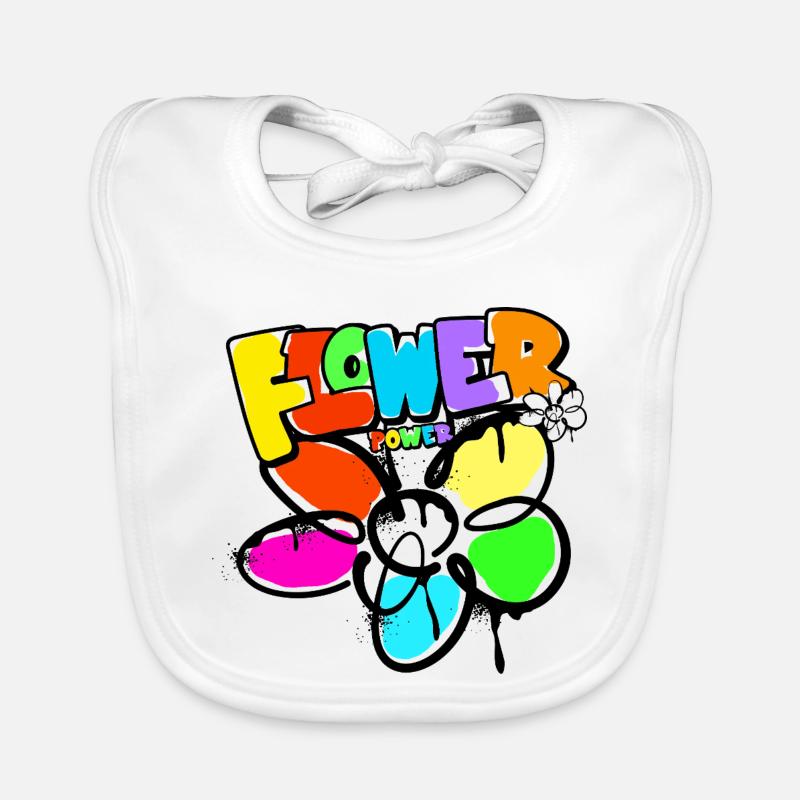 Flower Power Flower Child World Peace Graffit Organic Baby Bibs