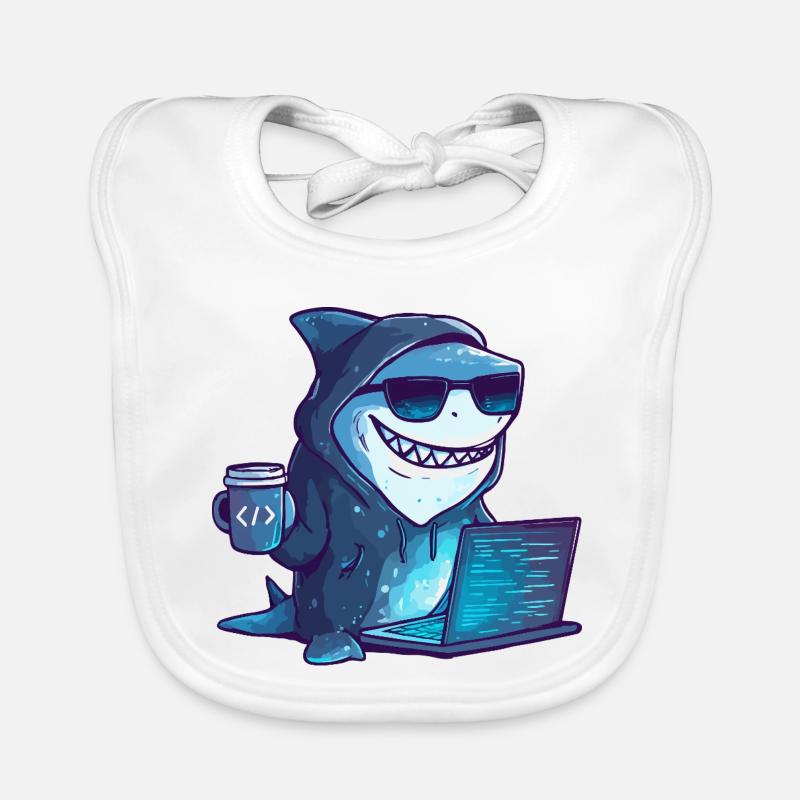 Cyber Shark Hacker Design Baby Bio-Lätzchen