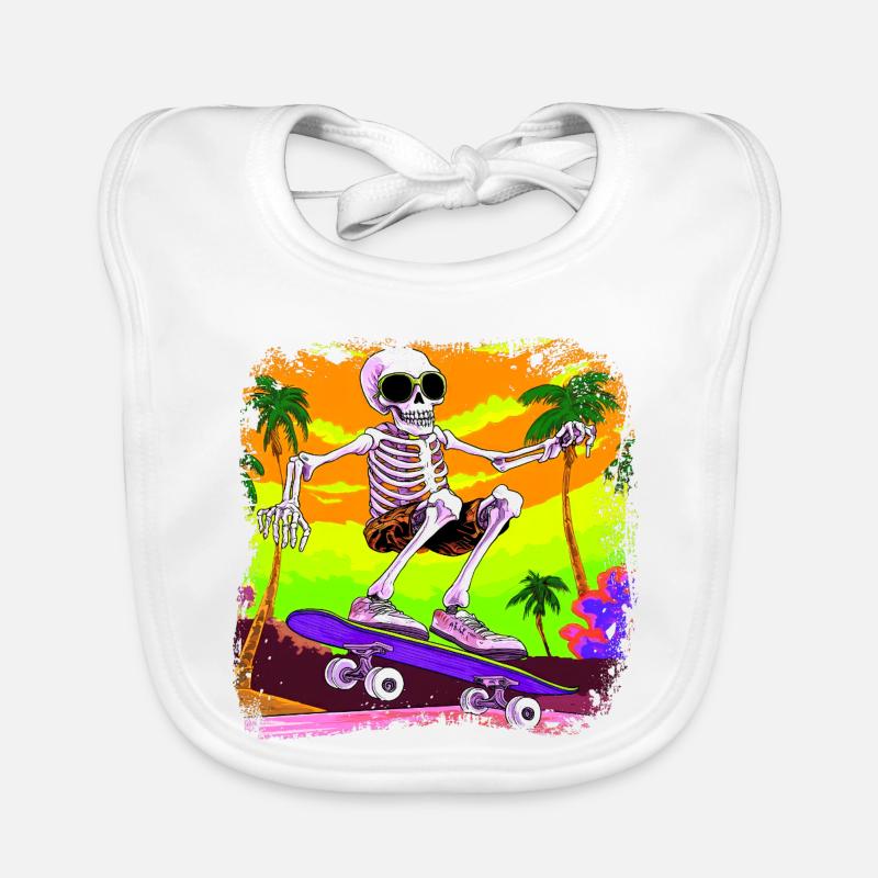 Skateboarder squelette - Bavoir bio Bébé - blanc