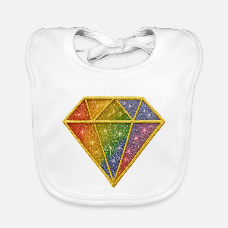 Rainbow Glitter Diamond Patch Organic Baby Bibs