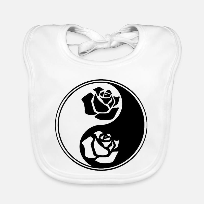 Fleur yin yang - Bavoir bio Bébé - blanc