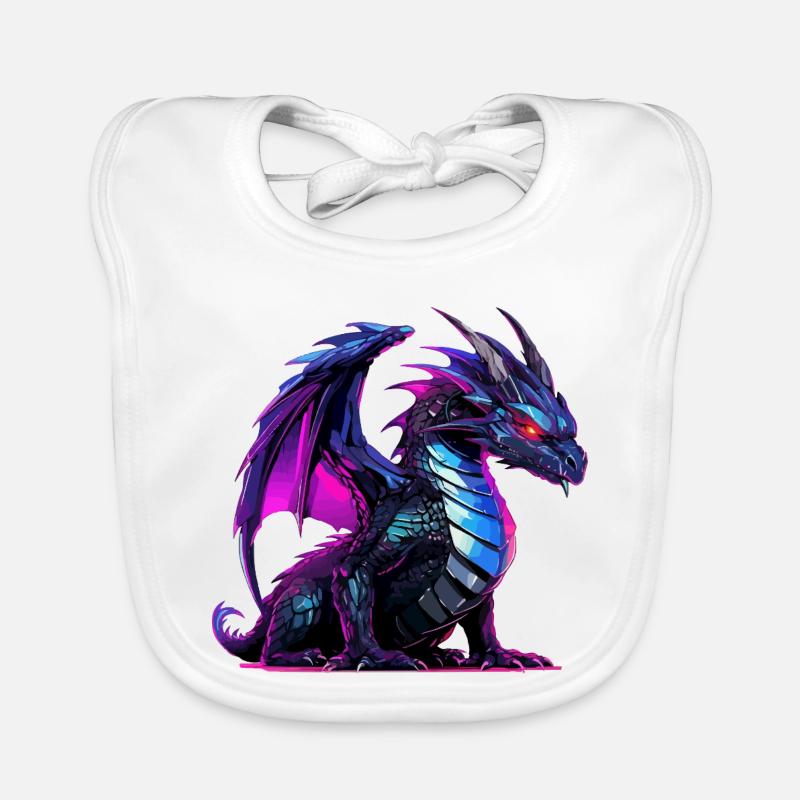 Illustration de dragon néon sur noir Bavoir bio Bébé