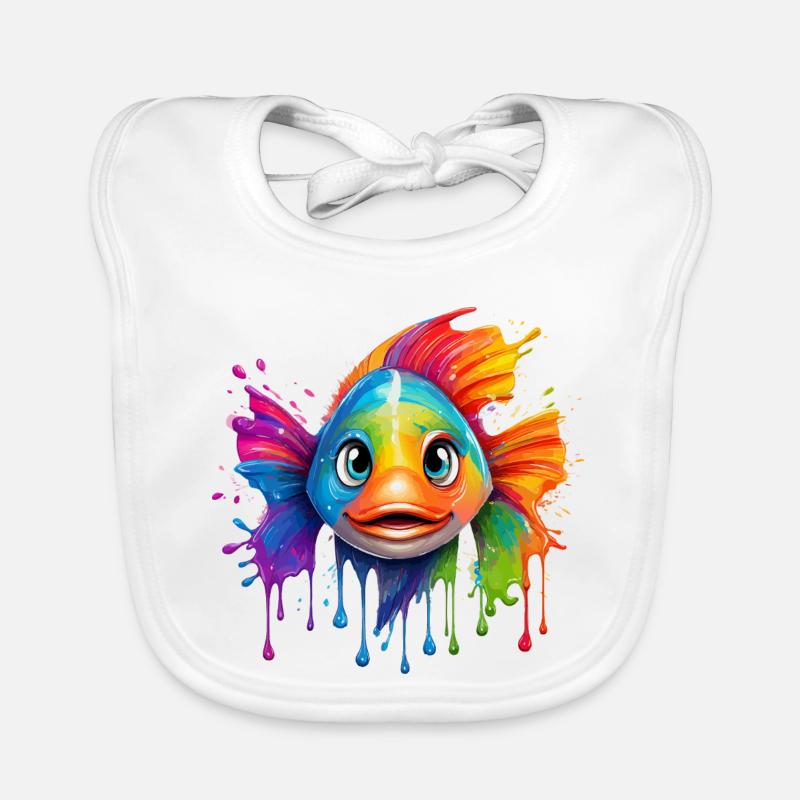 Coloured fish with colour explosion Organic Baby Bibs