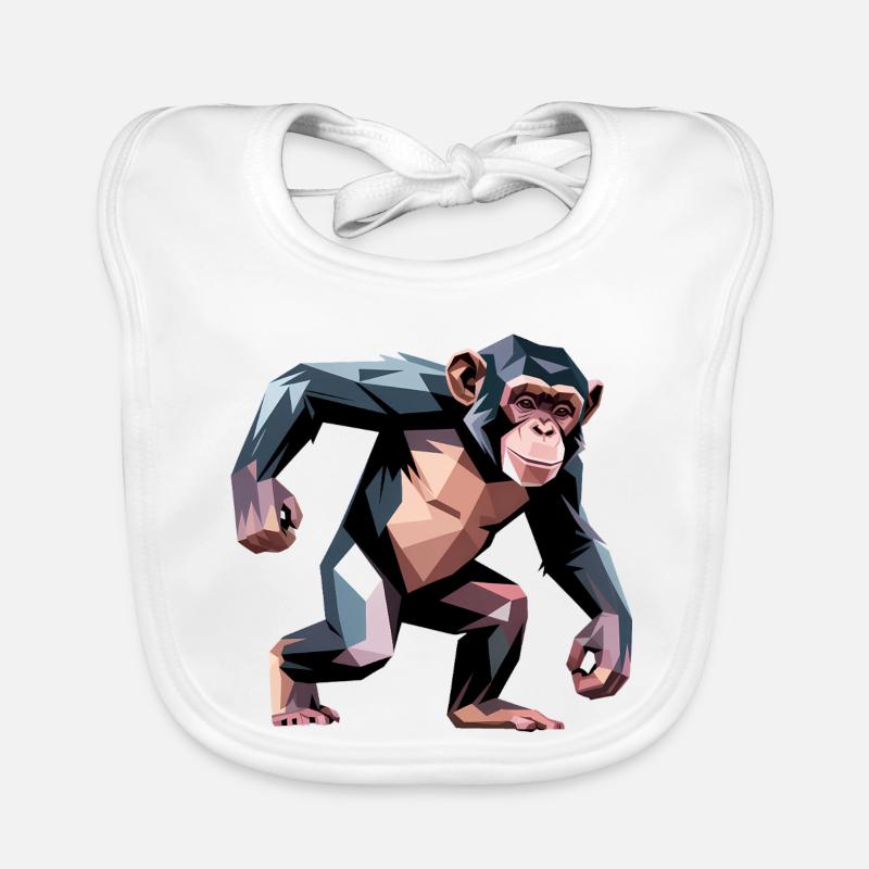 Monkey - Cooles Low-Poly-Logo Baby Bio-Lätzchen