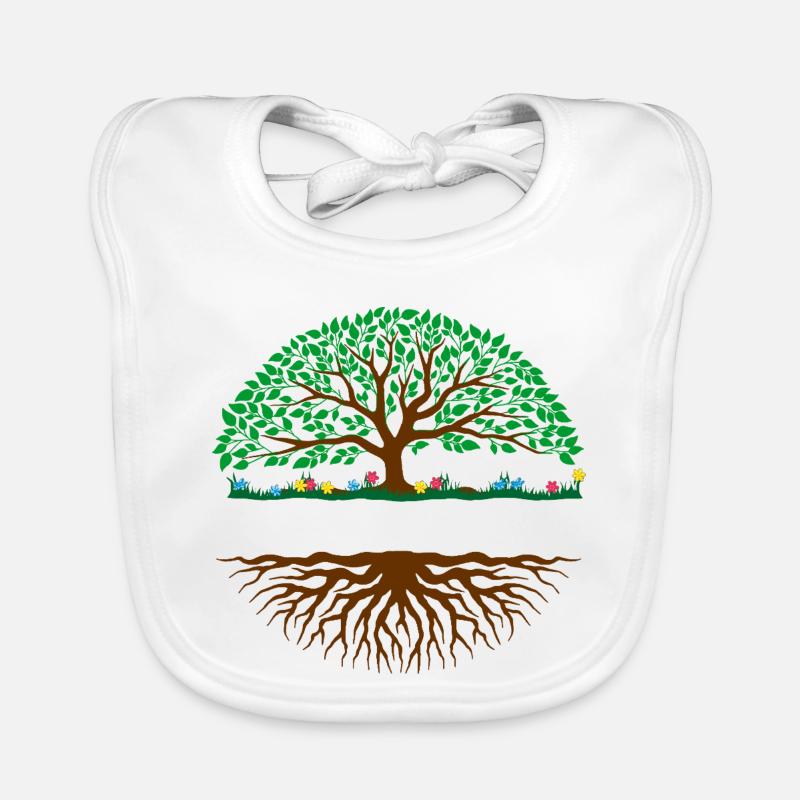 Arbre d’illustration couleur – tronc brun, feuille verte Bavoir bio Bébé