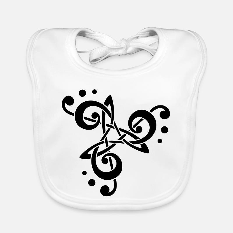 Musikalische Note in Triskelion - Baby Bio-Lätzchen - Weiß