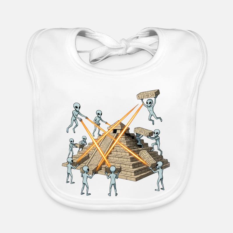 Aliens bauen Laserpyramide Baby Bio-Lätzchen