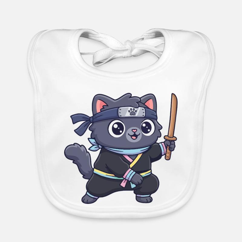 Ninja-Katze im Samurai-Outfit Baby Bio-Lätzchen