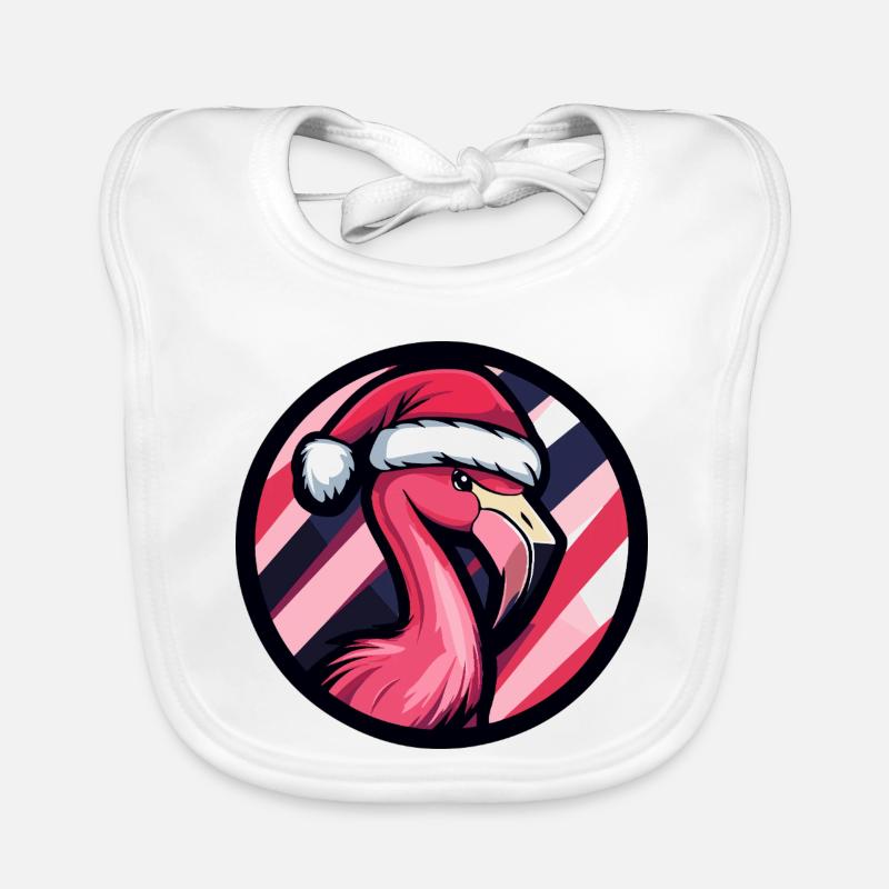 Flamingo Santa Christmas Design Organic Baby Bibs