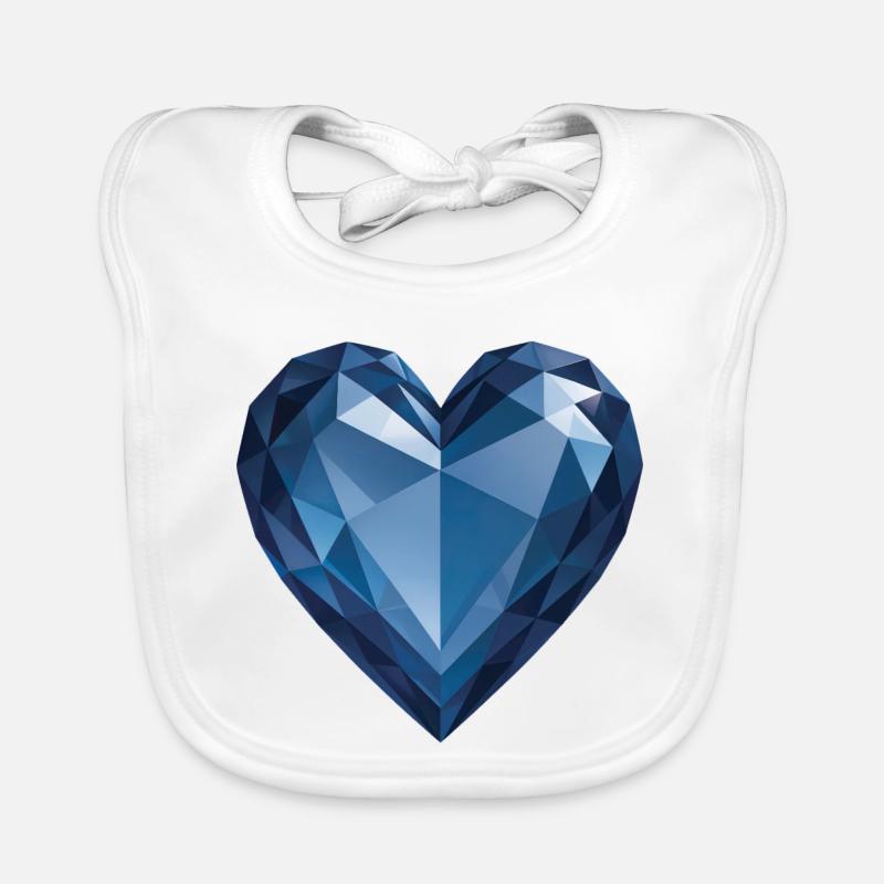 SAPHIR HEART - peace & love - Bavoir bio Bébé - blanc