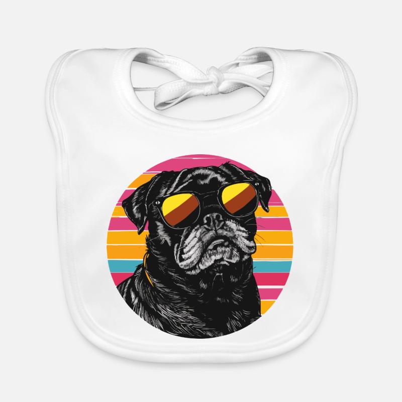 Pug Neon Retro Sunglasses Organic Baby Bibs