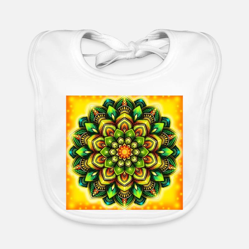 Glowing Mandala Flower Pattern Organic Baby Bibs