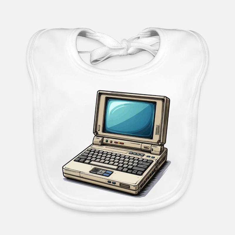 Ordinateur portable rétro Style Illustration Bavoir bio Bébé