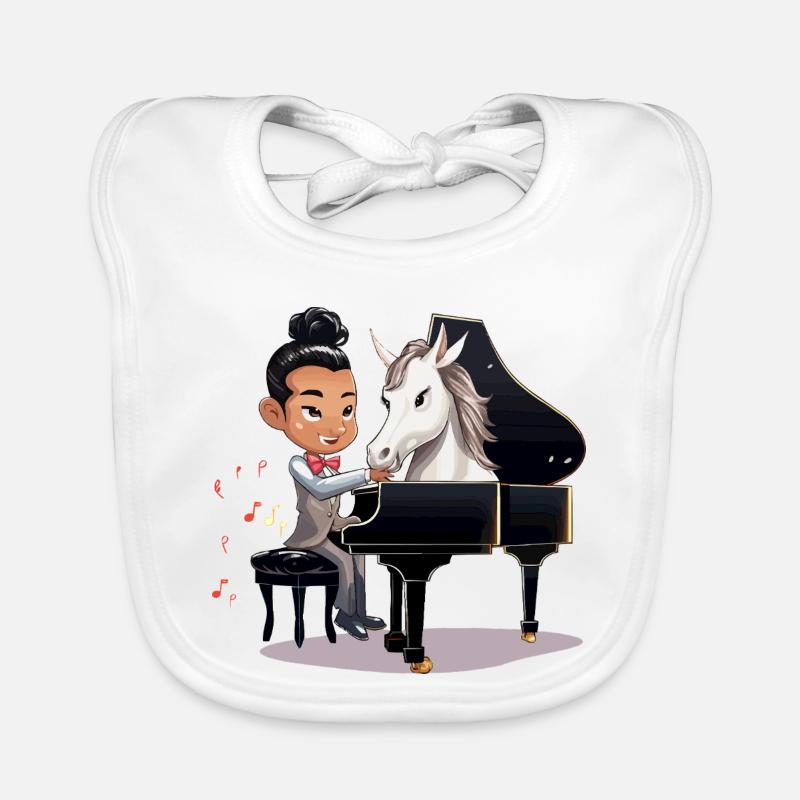 Pianiste et licorne sous les projecteurs Bavoir bio Bébé