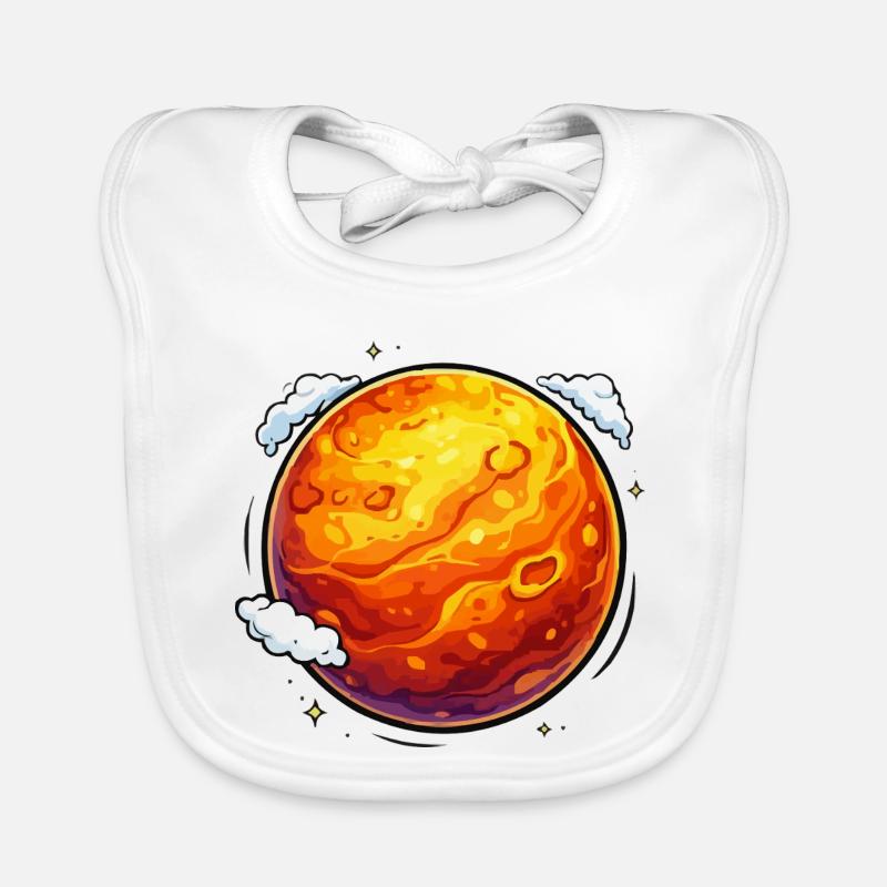 Glowing Mars Neon Planet Organic Baby Bibs