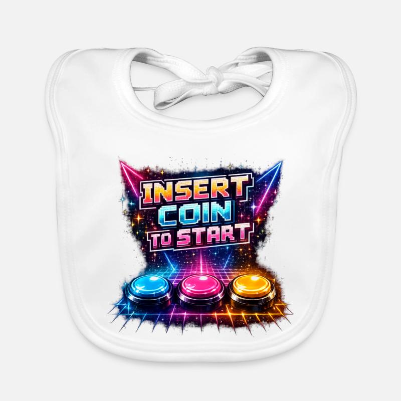 Retro Arcade Neon – Insert Coin Baby Bio-Lätzchen