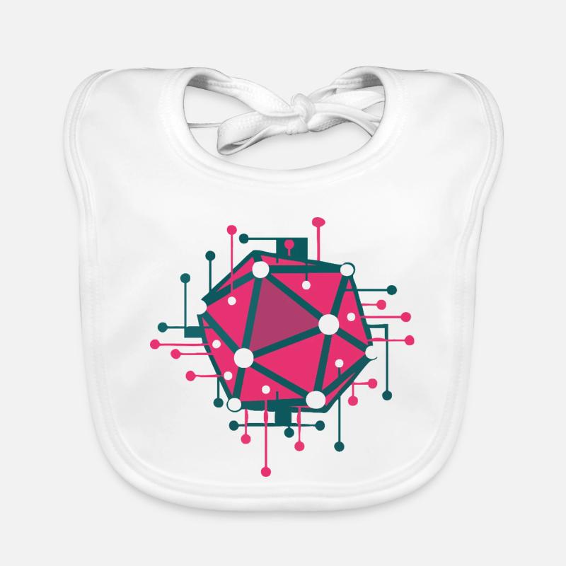 Techno pink geometric network Organic Baby Bibs