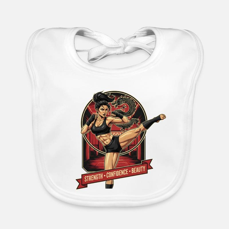 Kampfkunstheldin mit Drache Baby Bio-Lätzchen