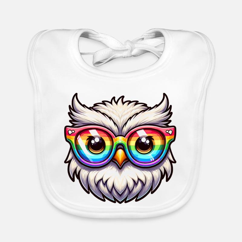 Regenbogen Eule Brille Baby Bio-Lätzchen