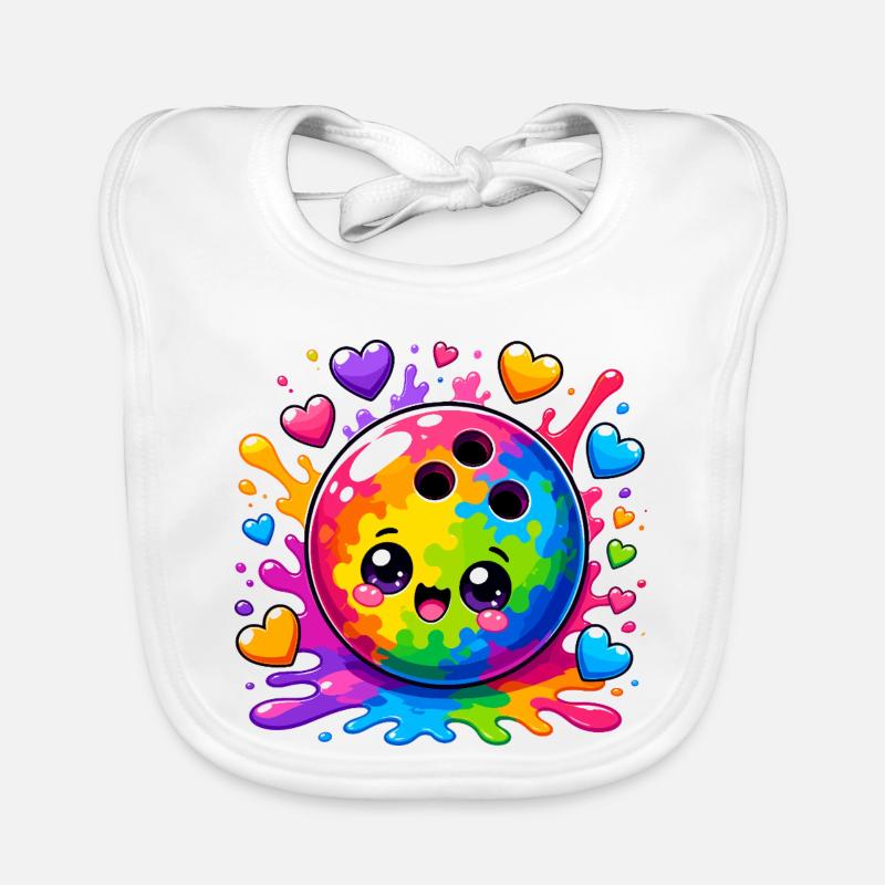 Boule de bowling colorée avec des cœurs Bavoir bio Bébé