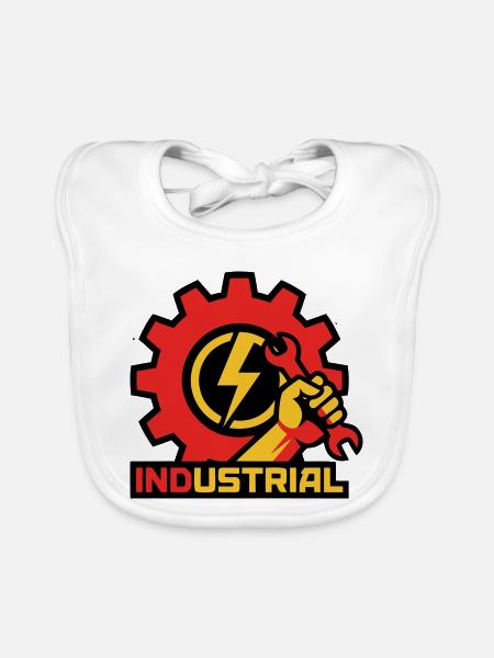Electrician Gear Logo - Bavoir bio Bébé - blanc - Devant