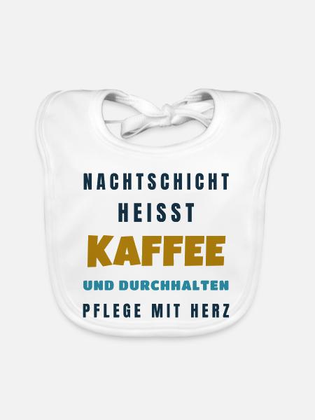 Pflege Nachtschicht Kaffee und durchhalten - Baby Bio-Lätzchen - Weiß - Vorne