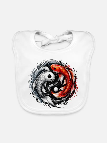 Koi Yin Yang Harmoniefisch - Baby Bio-Lätzchen - Weiß