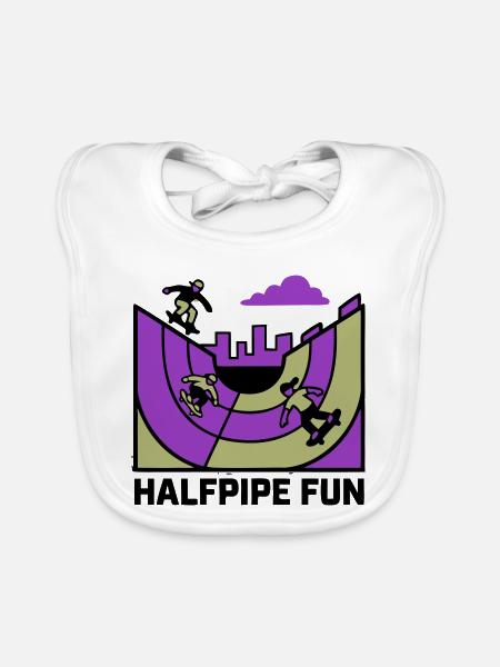 Halfpipe Skatepark Logo - Baby Bio-Lätzchen - Weiß - Vorne