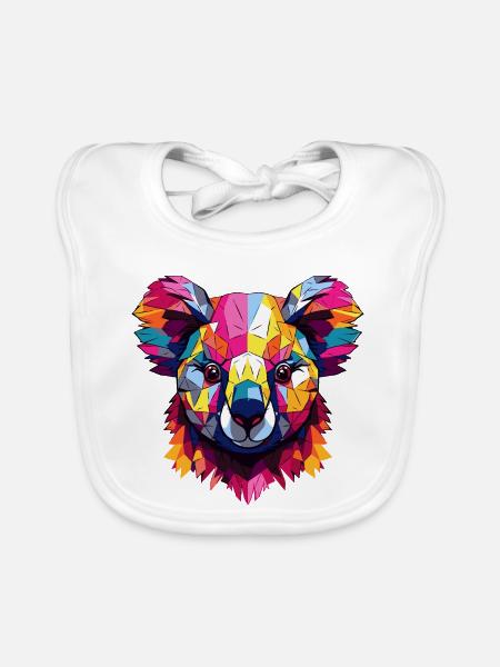 Geometrischer Regenbogen Koala - Baby Bio-Lätzchen - Weiß - Vorne