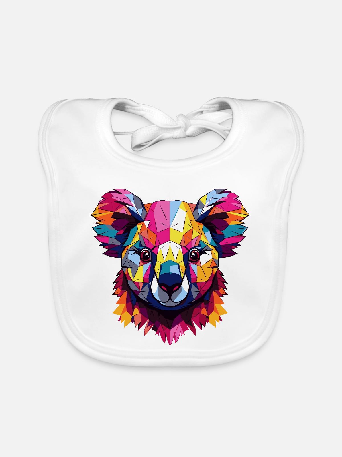 Geometrischer Regenbogen Koala - Baby Bio-Lätzchen - Weiß - Vorne