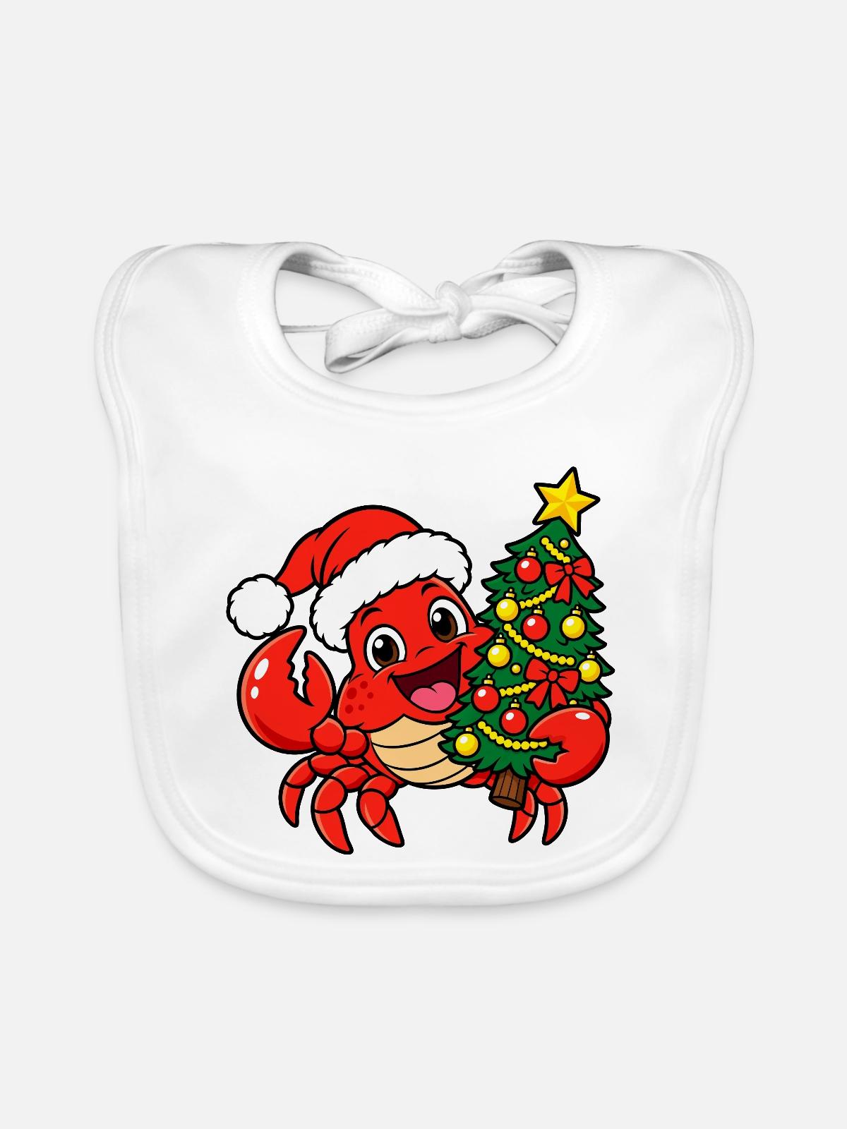 Weihnachts Krabbe - Baby Bio-Lätzchen - Weiß - Vorne