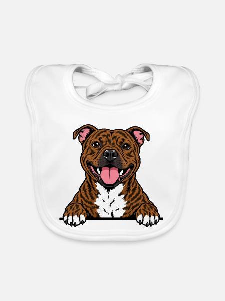 Staffordshire Bull Terrier - Baby Bio-Lätzchen - Weiß - Vorne
