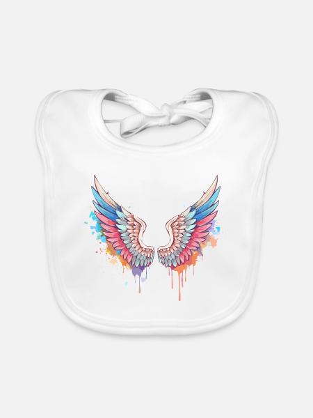 Angelwings,Angel Wings,Graffiti,Painting,Colorful - Organic Baby Bibs - white - Front