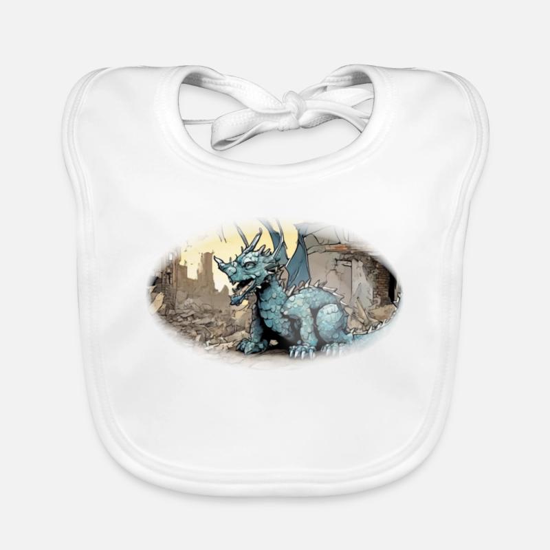 Dragon poubelle - Bavoir bio Bébé - blanc
