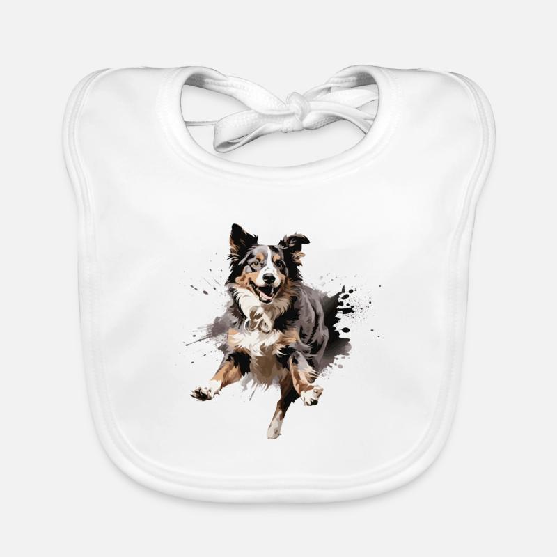 Australian Shepherd im Sprung Design Baby Bio-Lätzchen