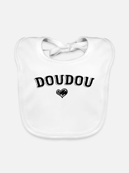 Cadeau Fête des Pères Pour Doudou Humour Doudou - Bavoir bio Bébé - blanc - Devant