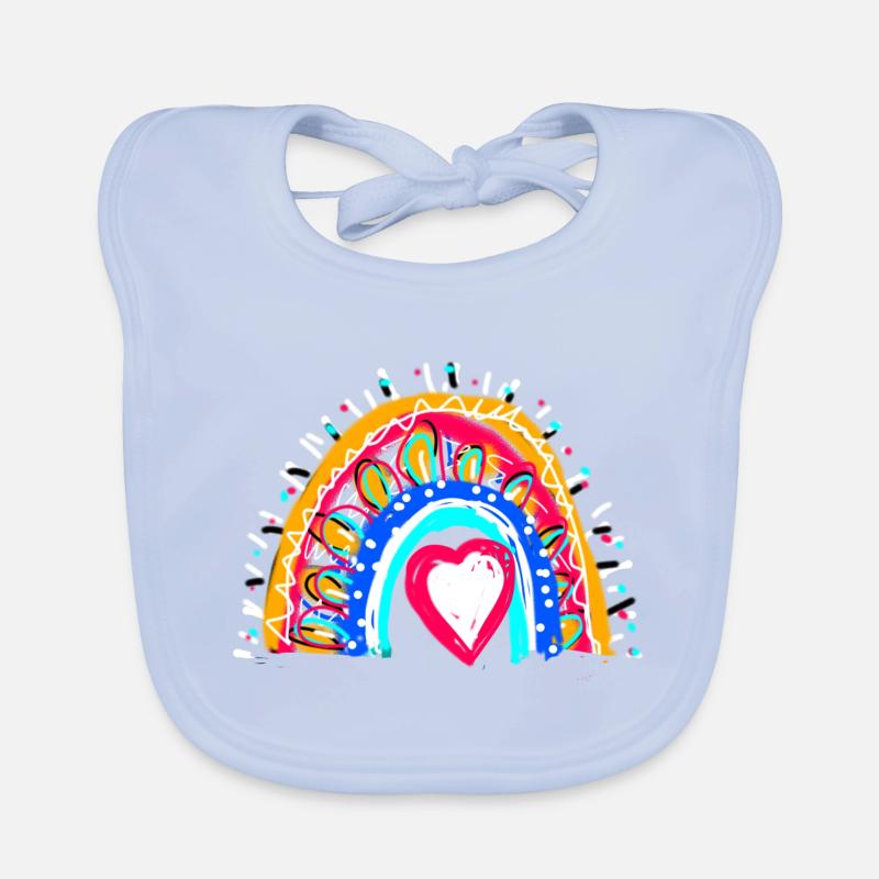 arc en ciel, coeur, étoiles, boho, coloré Bavoir bio Bébé