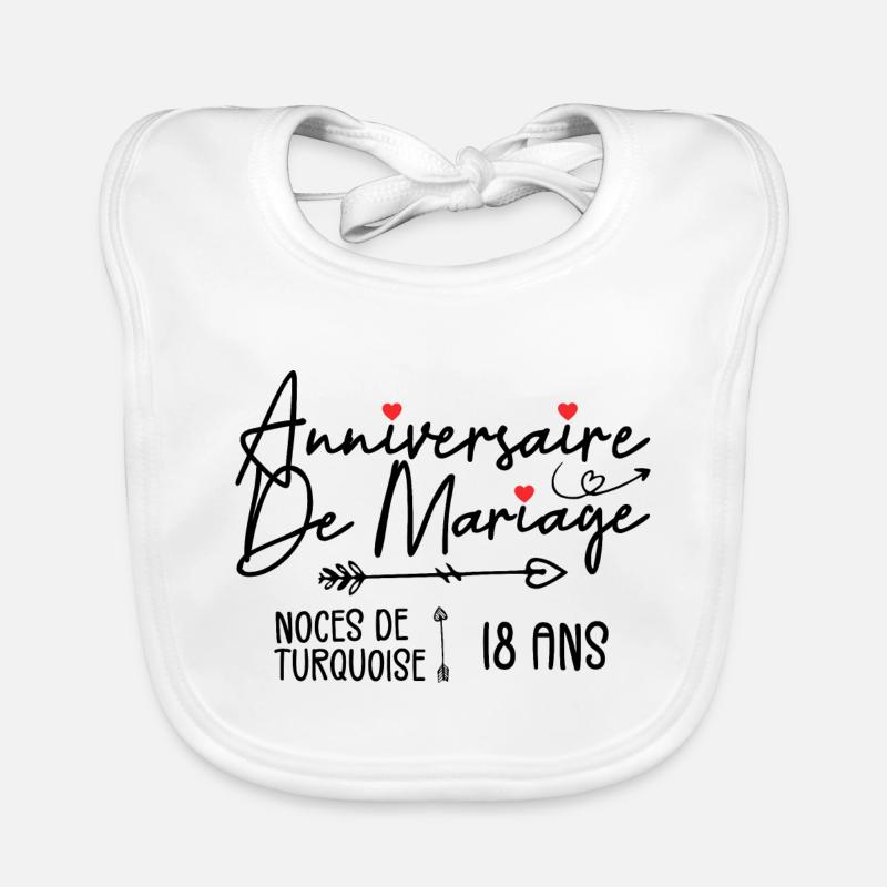 Anniversaire de mariage 18 ans | Noce de Turquoise Bavoir bio Bébé