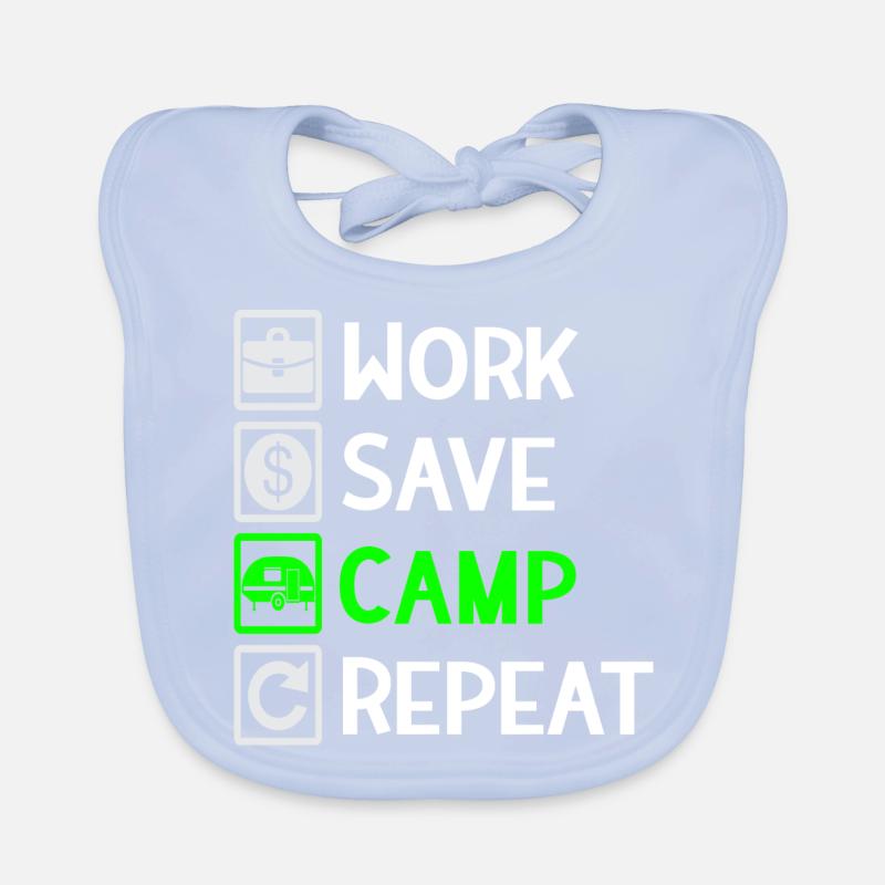 Work, Save, Camp, Repeat - Camping Spruch Baby Bio-Lätzchen