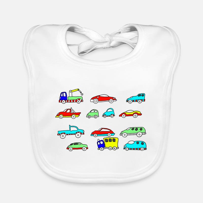 Auto Autos - Baby Bio-Lätzchen - Weiß