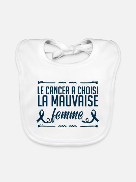 Le Cancer A Choisi La Mauvaise Femme, Octobre Rose - Bavoir bio Bébé - blanc - Devant