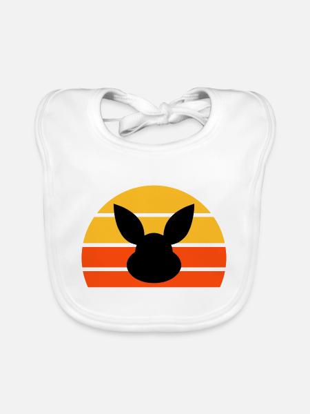 Rabbit's head in front of half sun - Organic Baby Bibs - white - Front