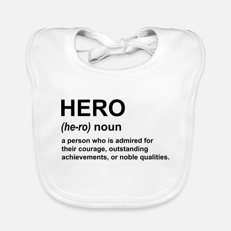 Hero Definition Schwarzer Text. Baby Bio-Lätzchen