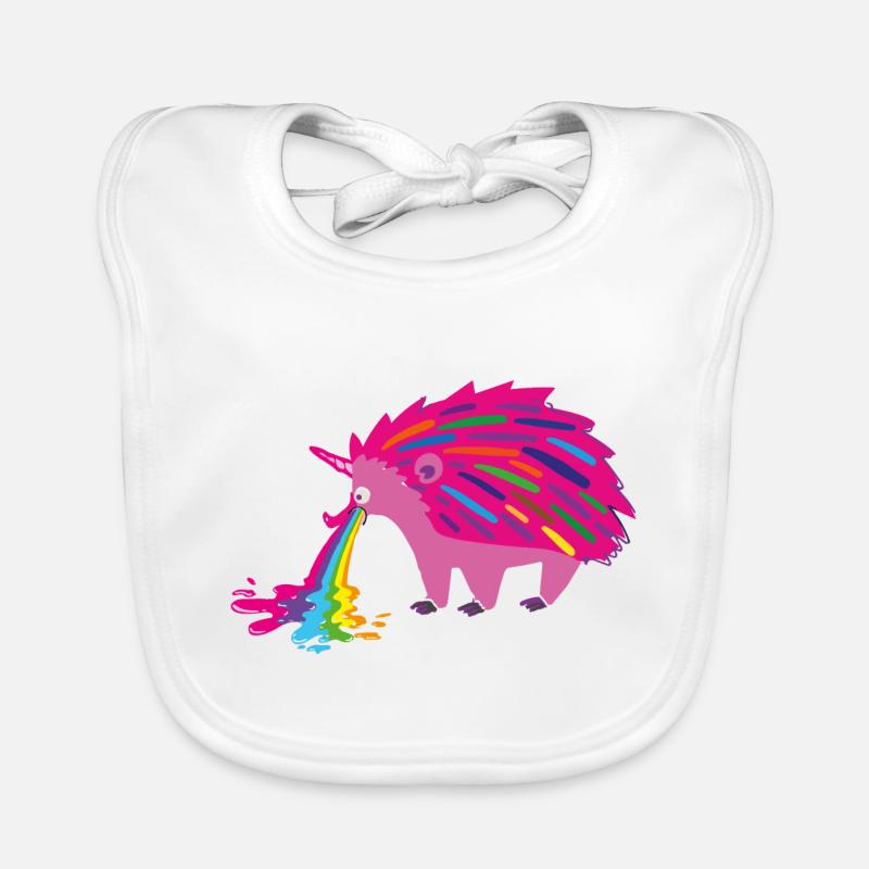 igel ,kotzen,kotzdender igel ,regenbogen,bunt,pink Baby Bio-Lätzchen