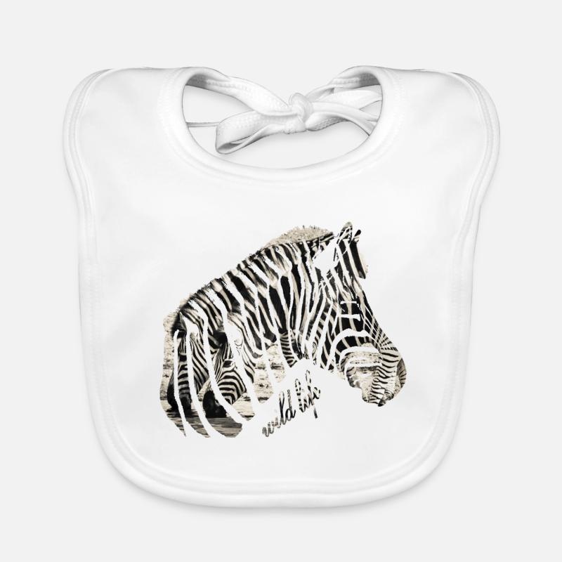 Faune du troupeau de zèbres - Bavoir bio Bébé - blanc