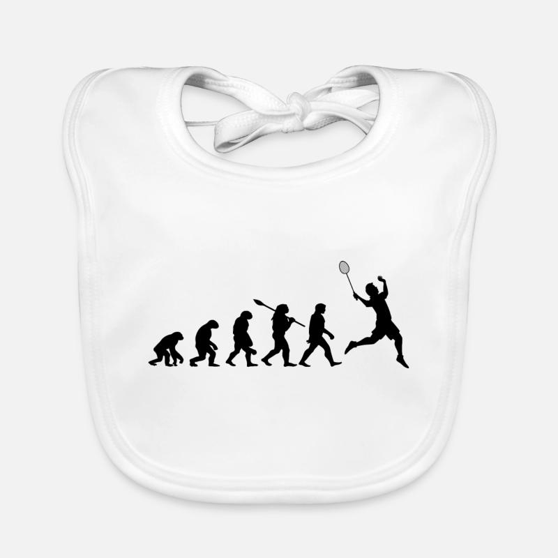 Badminton Evolution Gift for Badminton Players Organic Baby Bibs
