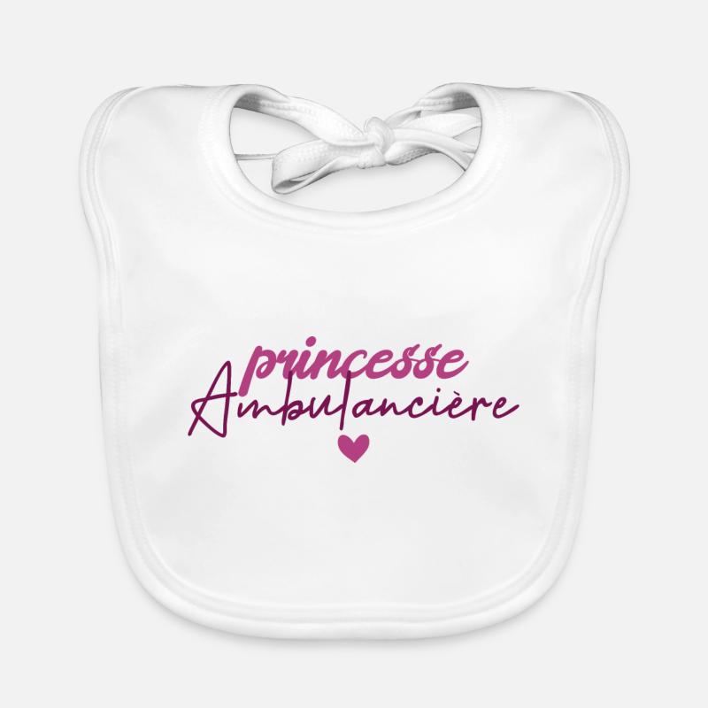 Princesse Ambulancière - Bavoir bio Bébé - blanc