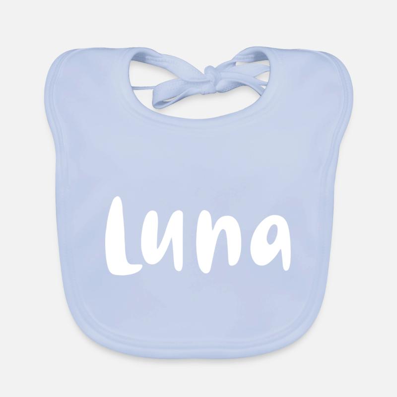 Name, font,white,luna Organic Baby Bibs